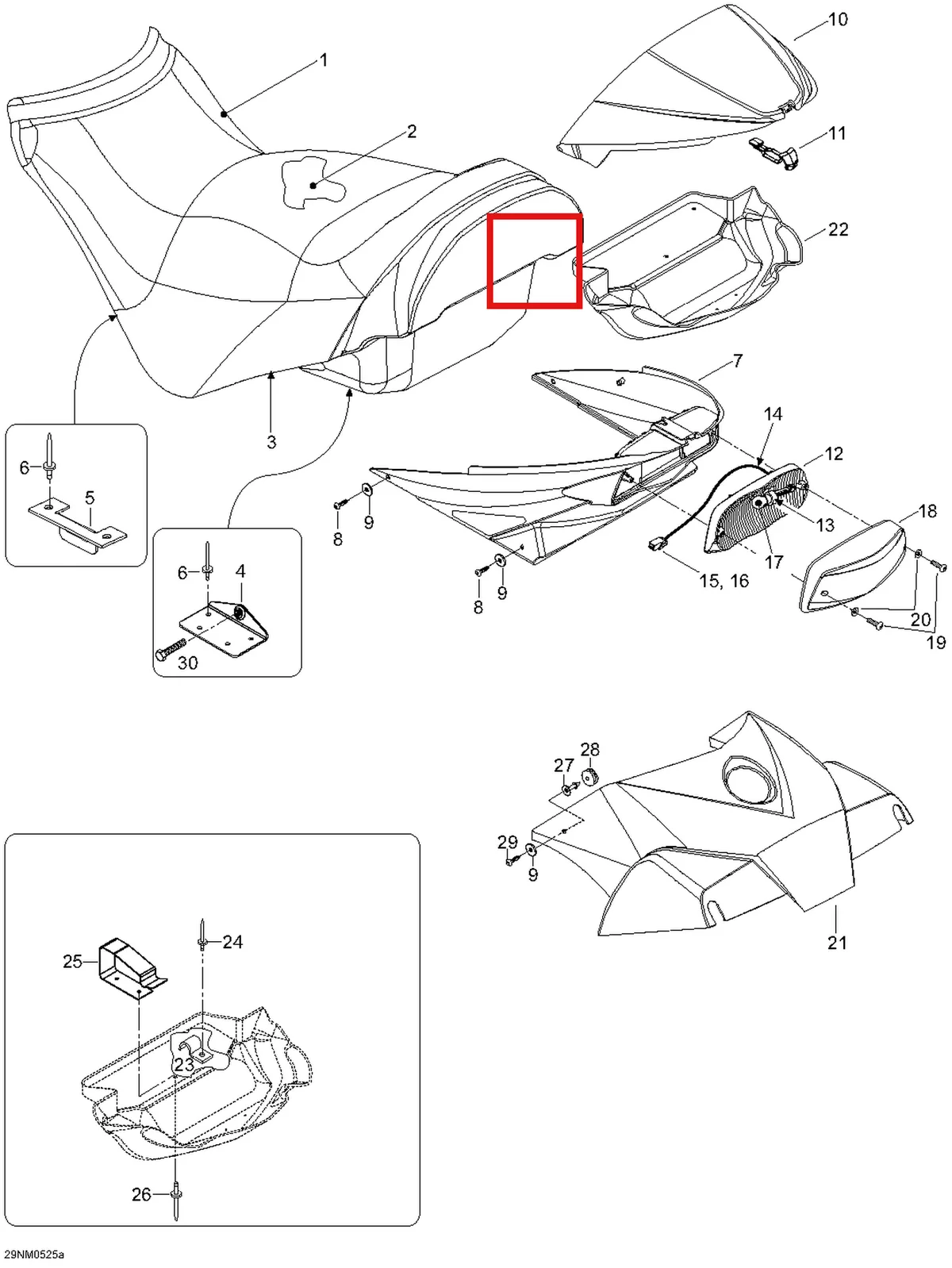 Деталь 605351904 (Деталь Trunk, Radical Red) на схеме узла 09- Seat