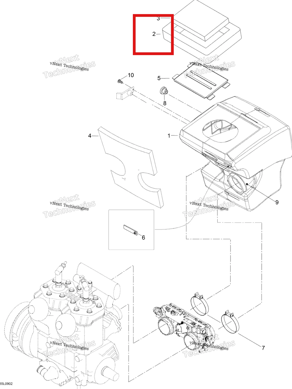 Деталь 605352046 (Уплотнение) на схеме узла 2009 Ski-Doo Expedition TUV 600 H.O. SDI Air Intake System