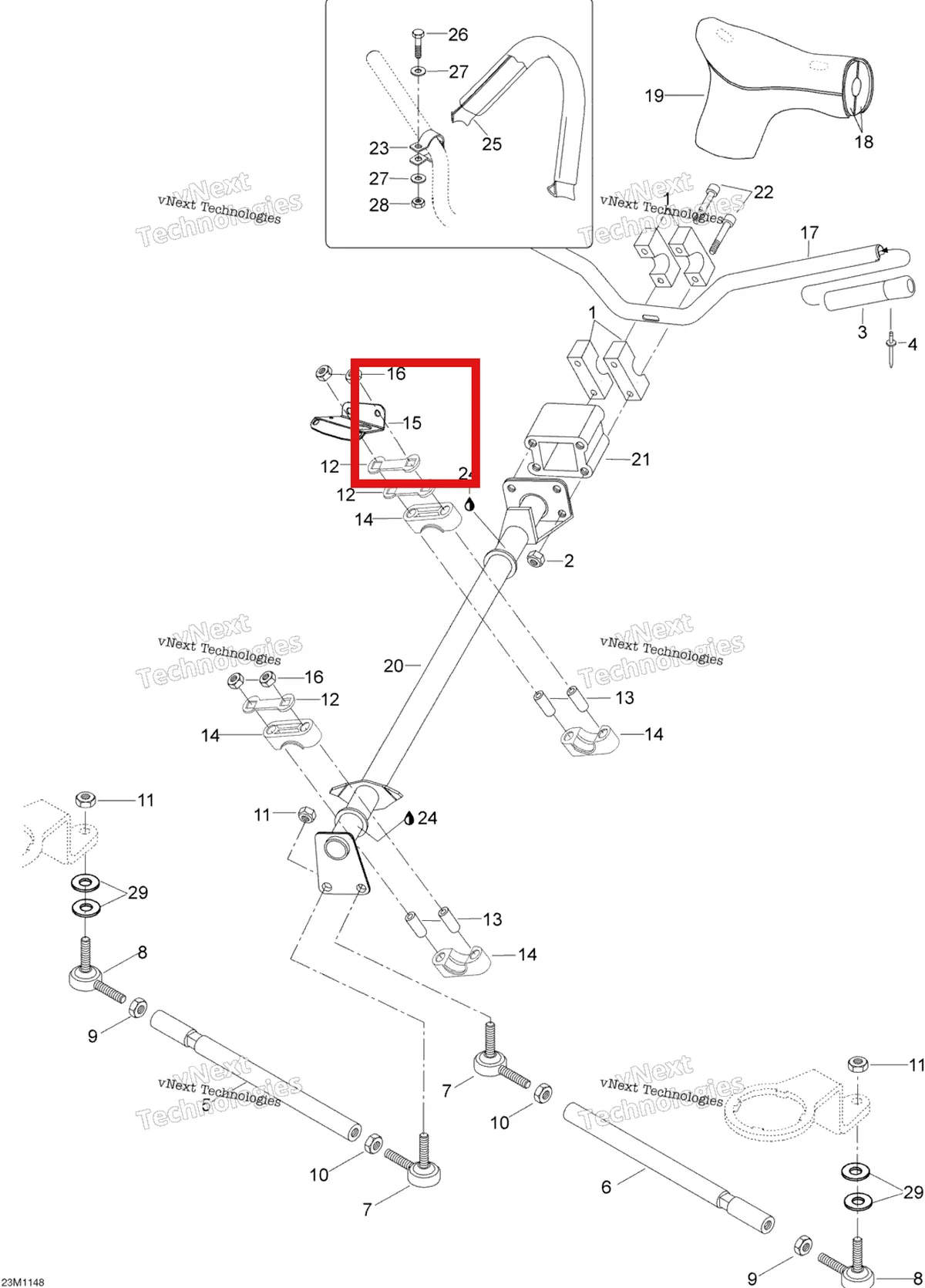 Деталь 605352322 (Деталь Console Support) на схеме узла 2011 Ski-Doo Skandic WT 550F YetiII Steering