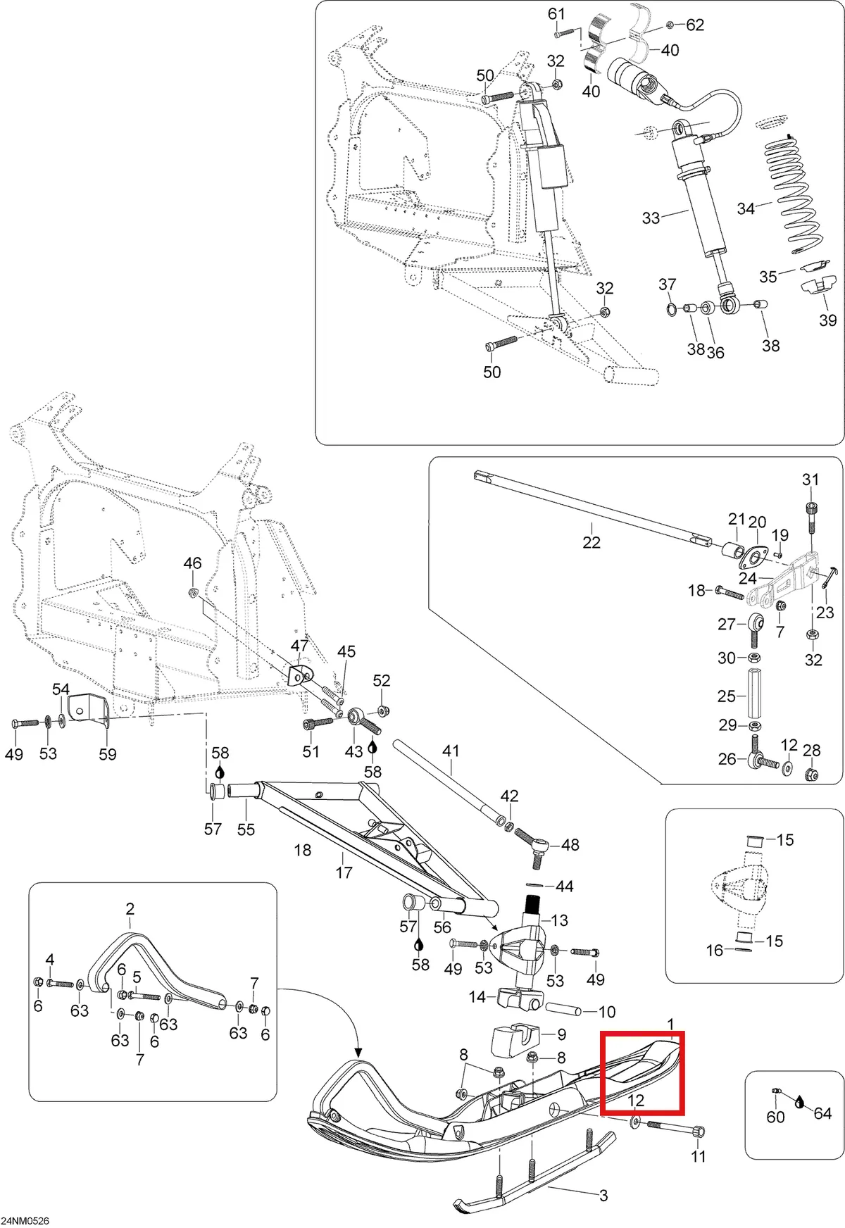 Деталь 605352349 (Деталь Upper Arm) на схеме узла 07- Front Suspension And Ski