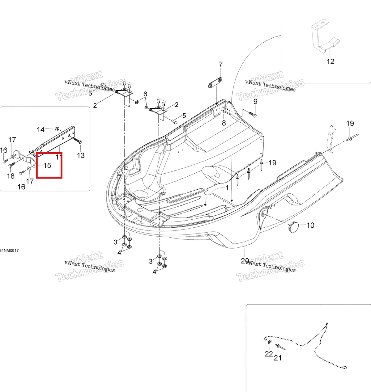 Деталь 605352393 (Суппорт) на схеме узла 2006 Ski-Doo Skandic LT 440F Bottom Pan