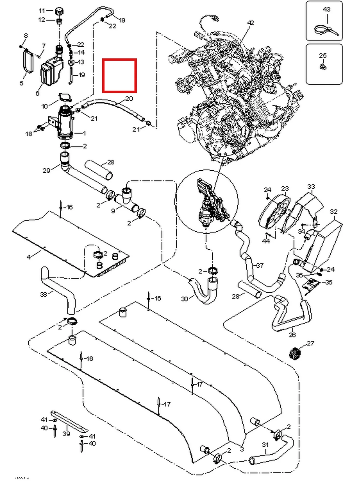 Деталь 605352501 (Радиатор) на схеме узла 01- Cooling System