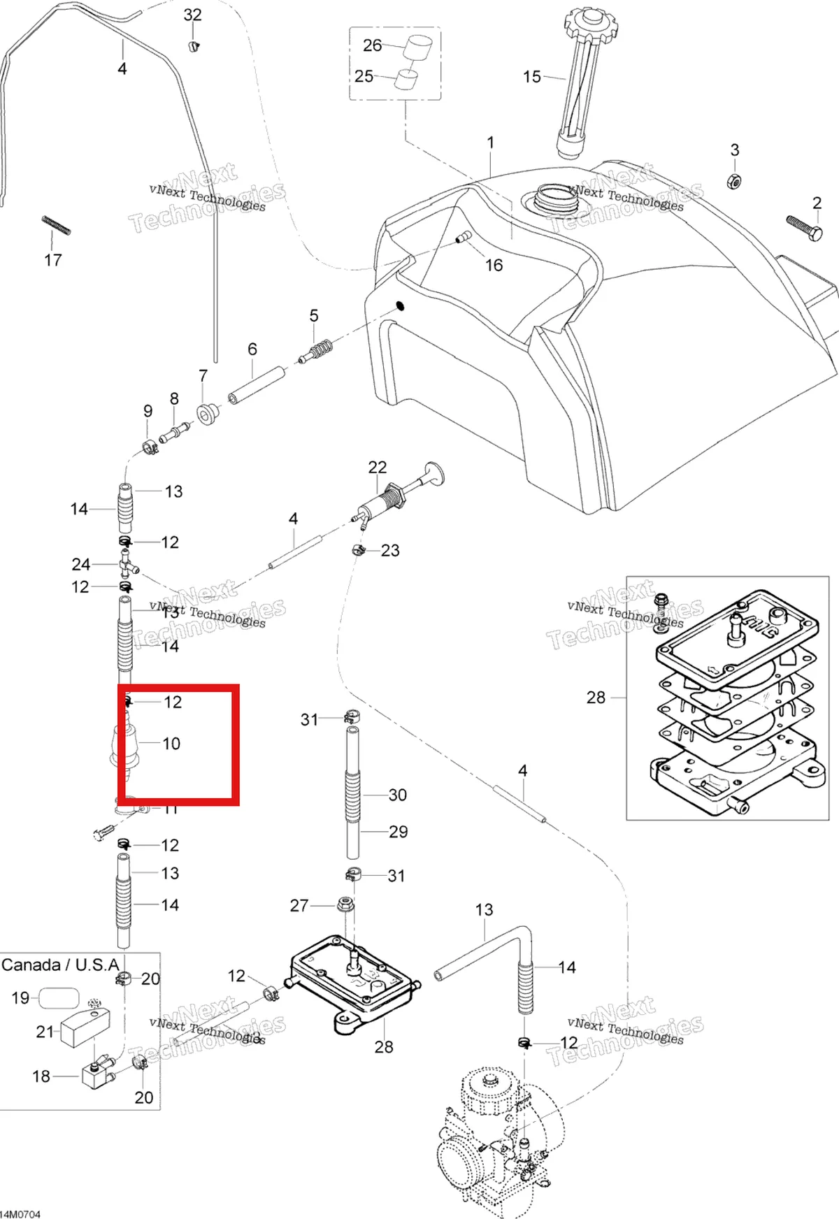 Деталь 605352516 (Топливный Фильтр) на схеме узла 2007 Ski-Doo Skandic LT 440F Fuel System