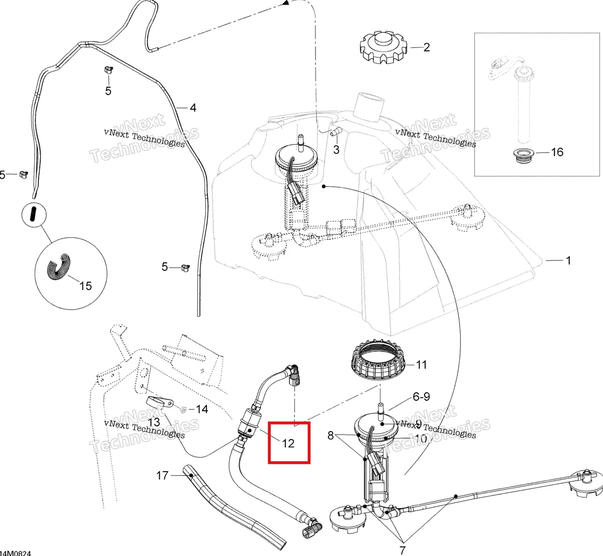 Деталь 605352618 (Деталь Hose Ass'y) на схеме узла 2008 Ski-Doo Expedition TUV 600 H.O. SDI Fuel System