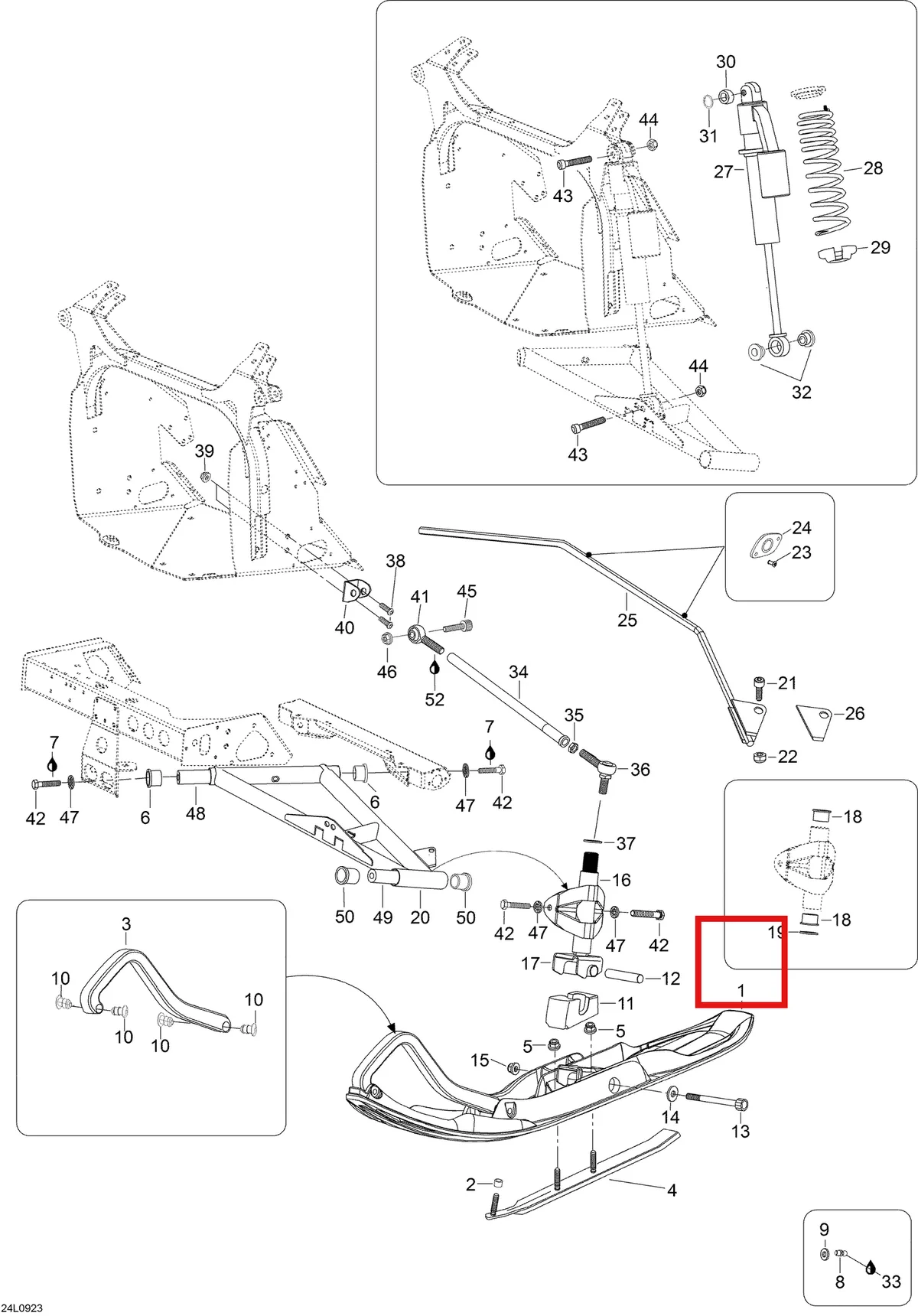 Деталь 605352656 (Деталь Upper Arm) на схеме узла 07- Front Suspension And Ski