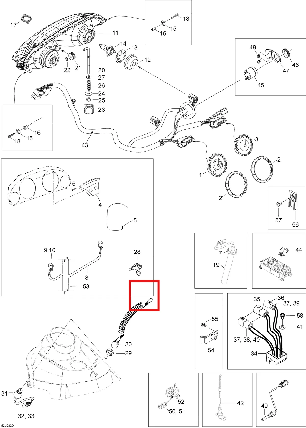 Деталь 605352671 (Деталь Multi-display) на схеме узла 10- Electrical Accessories