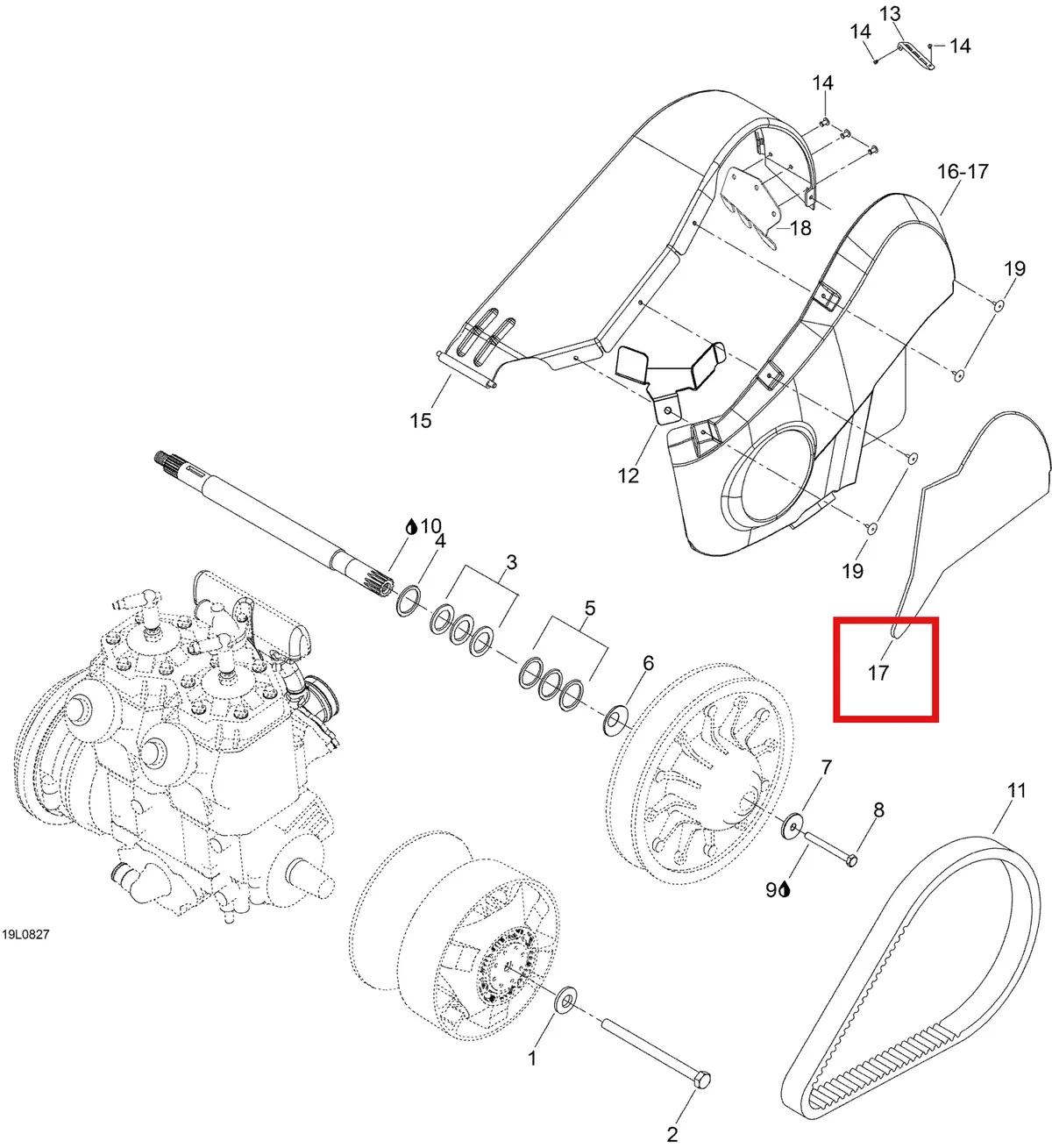 Деталь 605352707 (Деталь Support, Air Intake Silencer) на схеме узла 05- Pulley System