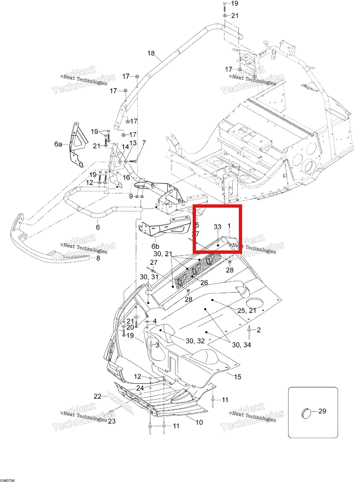 Деталь 605352837 (Светоотражающие Лист) на схеме узла 2007 Ski-Doo Expedition TUV V800 Bottom Pan