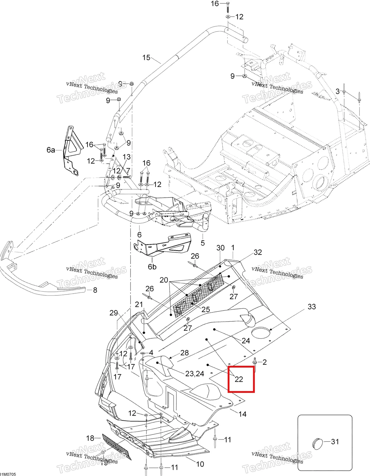 Деталь 605352838 (Светоотражающие Лист) на схеме узла 2007 Ski-Doo Expedition TUV 600 H.O. SDI Bottom Pan
