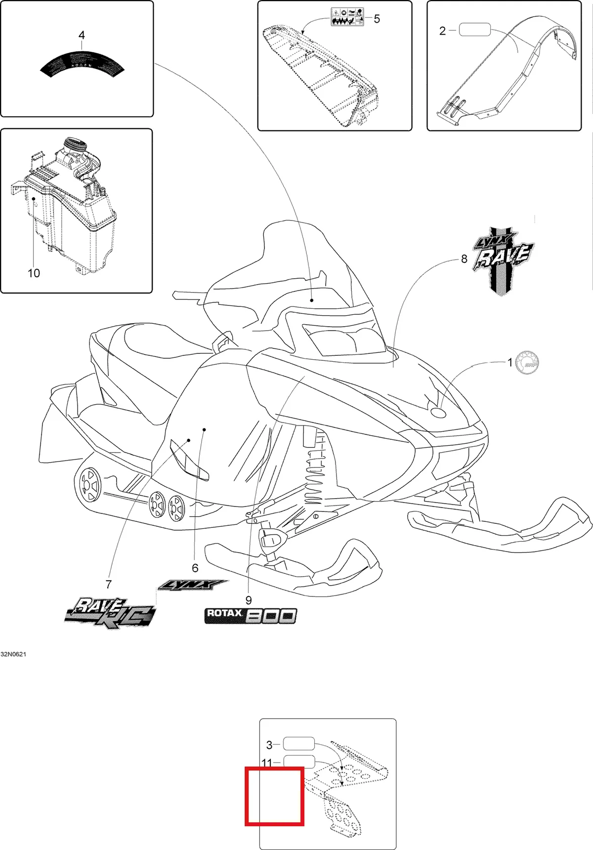 Деталь 605352968 (Деталь Hood Decal, Lynx) на схеме узла 09- Decals