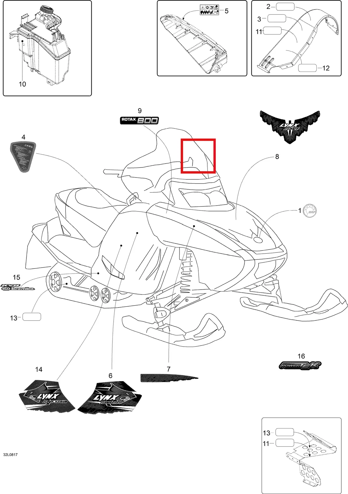 Деталь 605353003 (Деталь Decal Rotax 800) на схеме узла 09- Decals