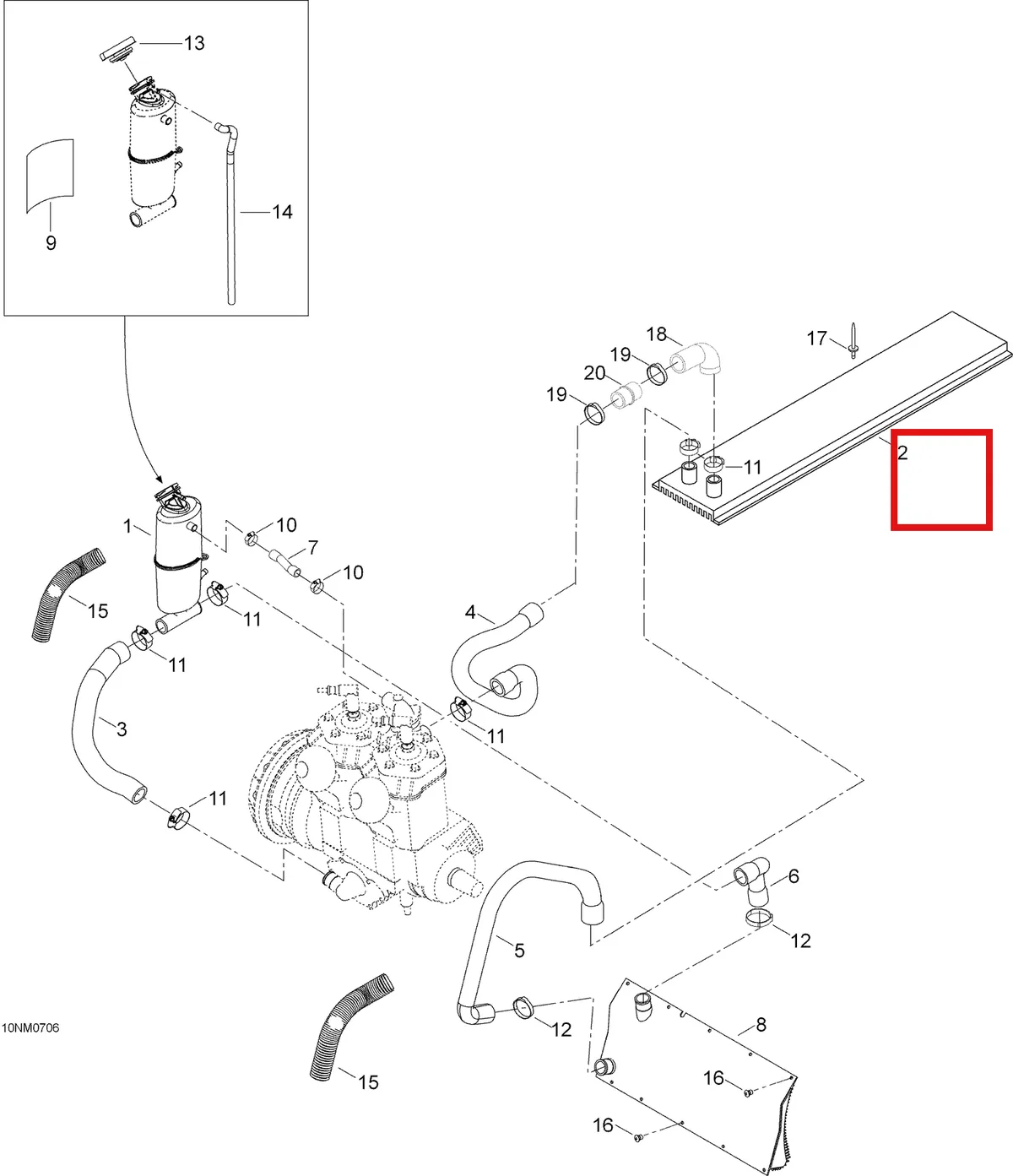 Деталь 605353061 (Шланг) на схеме узла 01- Cooling System