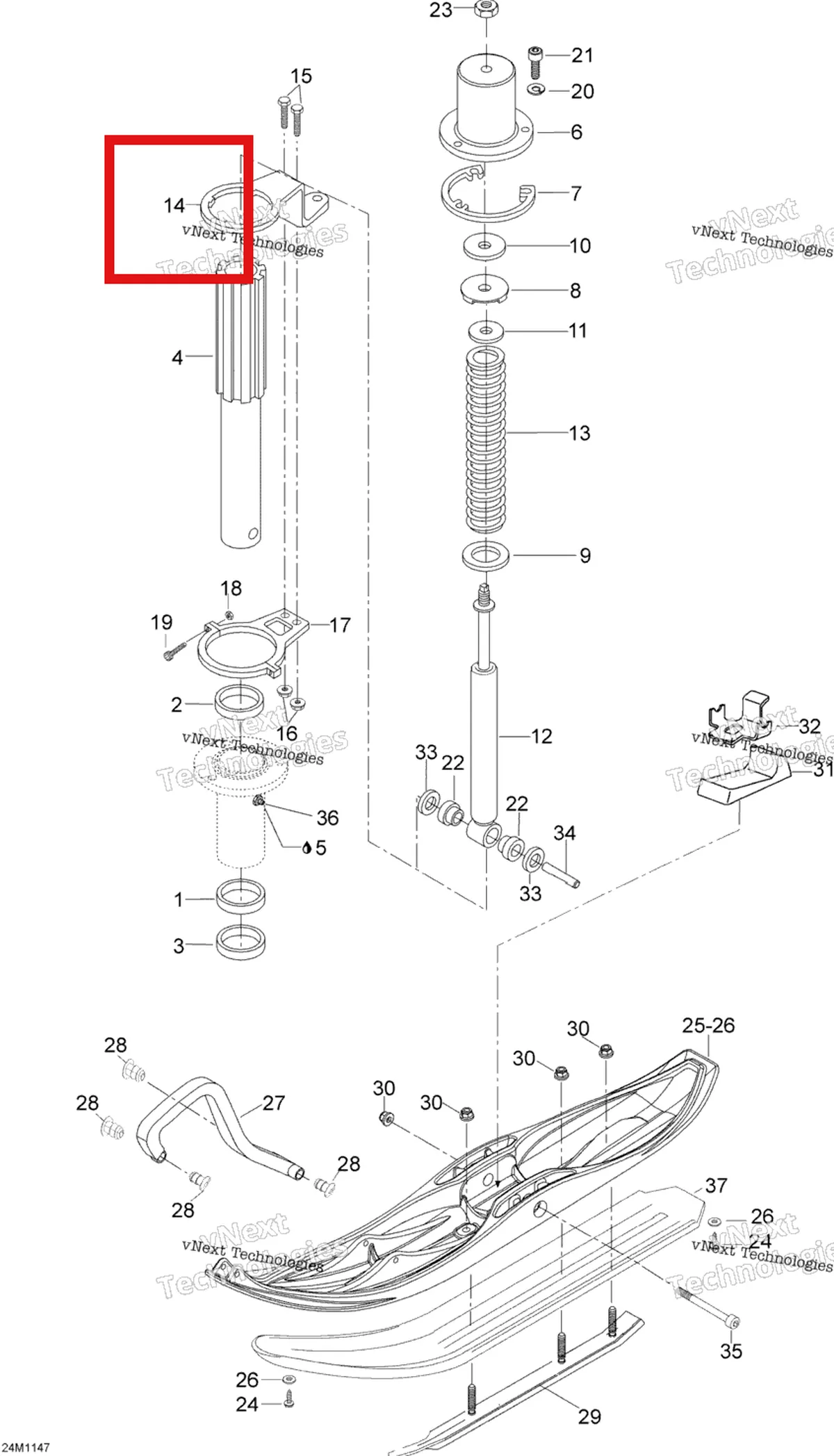 Деталь 605353422 (Деталь Steering Arm Rh) на схеме узла 2012 Ski-Doo Skandic SWT V800 YetiII Front Suspension And Ski