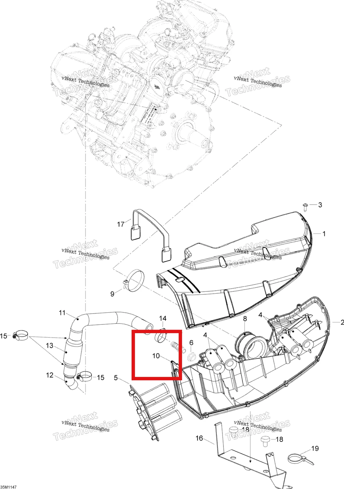 Деталь 605353517 (Фильтр) на схеме узла 2012 Ski-Doo Skandic SWT V800 YetiII Air Intake System