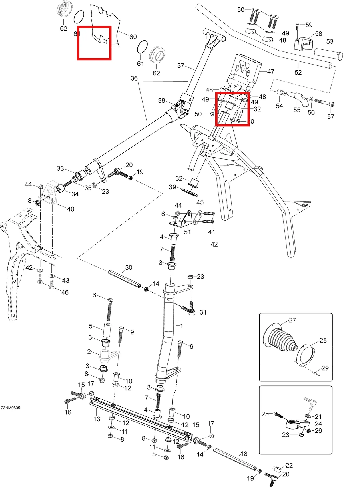 Деталь 605353609 (Адаптер) на схеме узла 07- Steering System