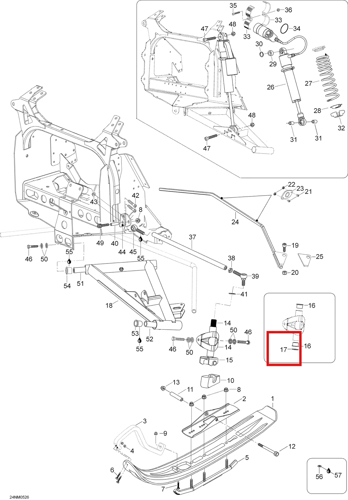 Деталь 605353873 (Деталь Upper Arm) на схеме узла 07- Front Suspension And Ski
