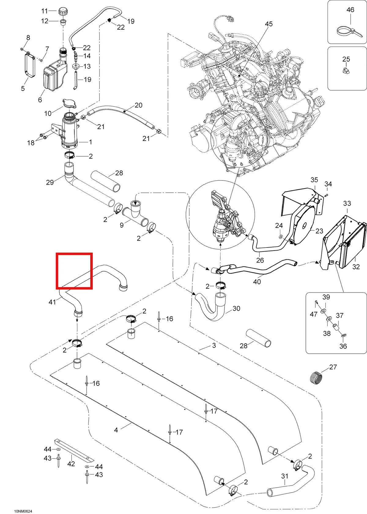 Деталь 605353906 (Шланг) на схеме узла 01- Cooling System