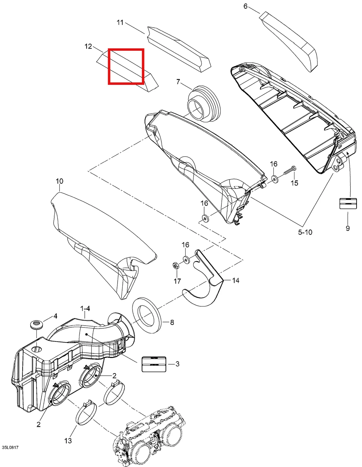 Деталь 605354029 (Фильтр) на схеме узла 02- Air Silencer