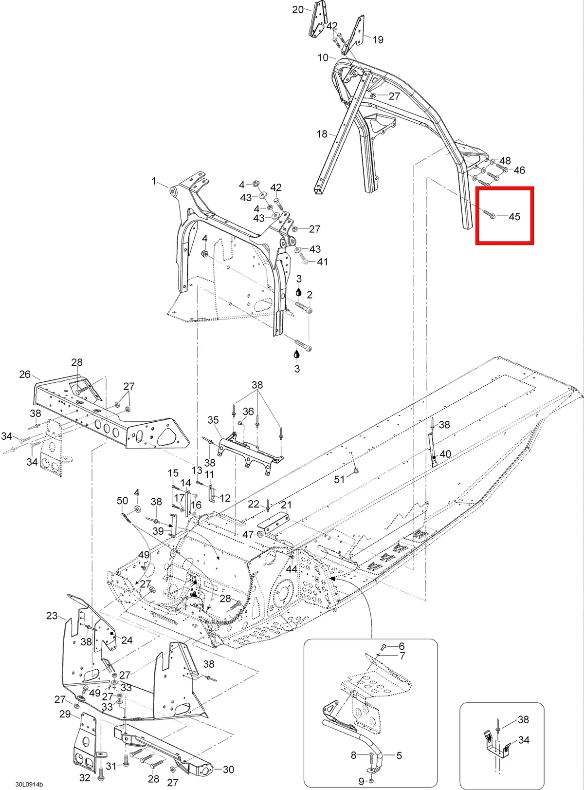 Деталь 605354045 (Деталь Side Bar) на схеме узла 09- Frame And Components