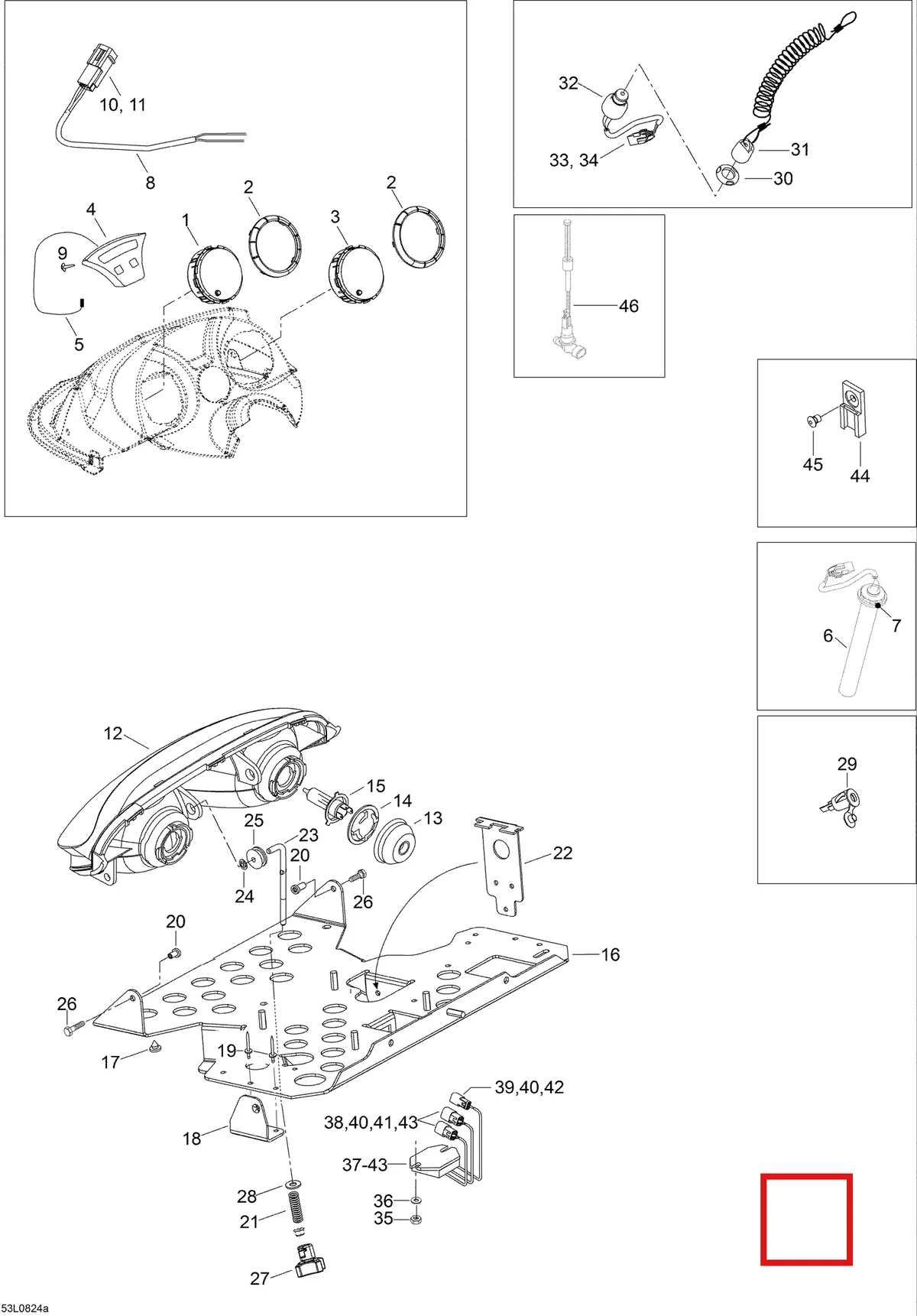 Деталь 605354046 (Деталь Cable Support) на схеме узла 10- Electrical System