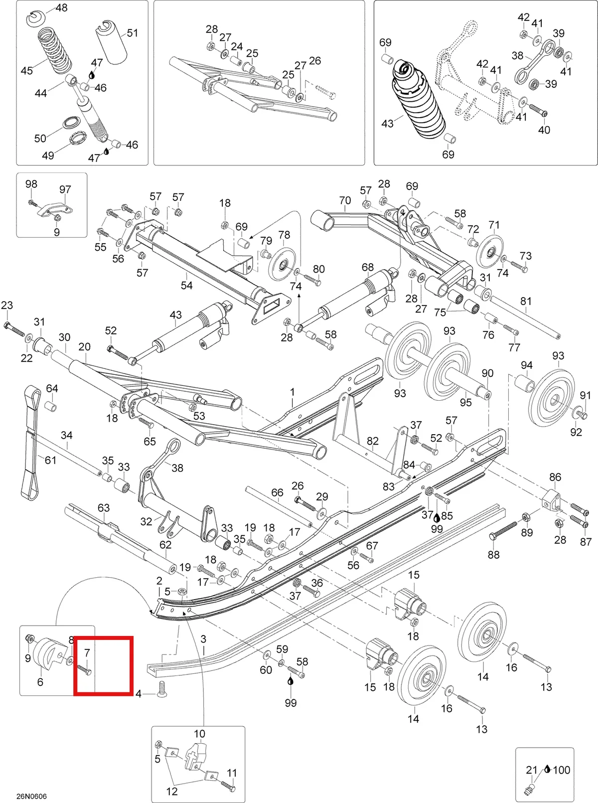Деталь 605354158 (Вал) на схеме узла 08- Rear Suspension