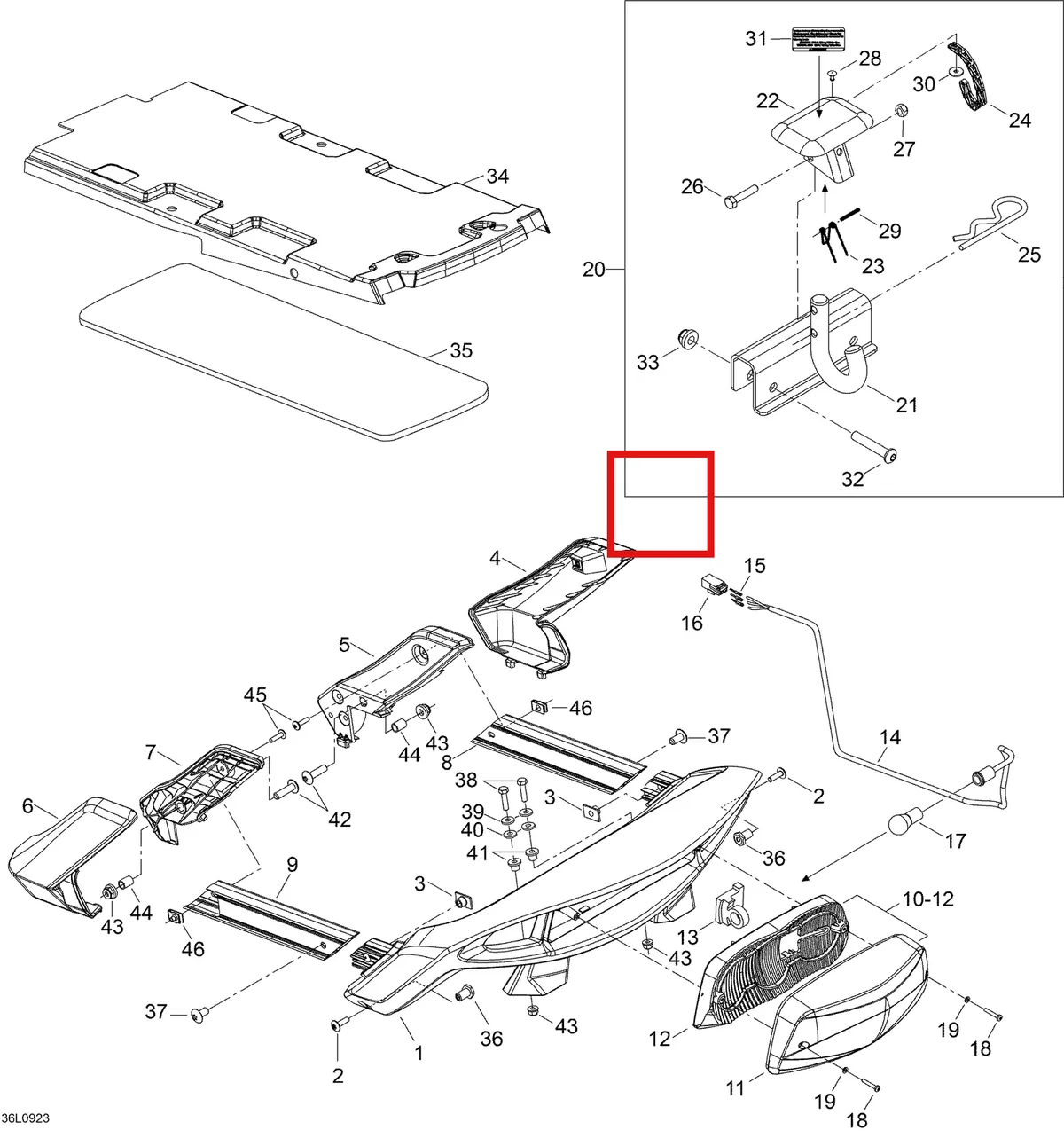 Деталь 605354257 (Суппорт) на схеме узла 09- Luggage Rack