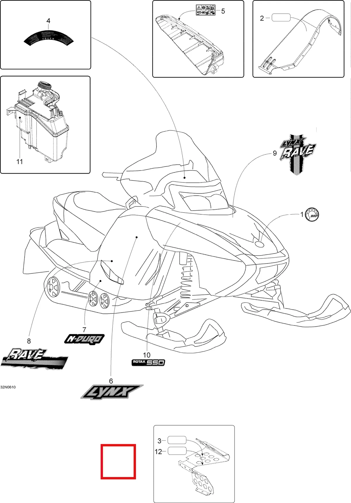 Деталь 605354324 (Деталь Hood Decal, N-duro) на схеме узла 09- Decals