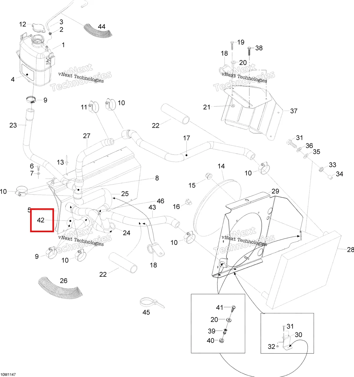 Деталь 605354450 (Шланг) на схеме узла 2012 Ski-Doo Skandic SWT V800 YetiII Cooling System