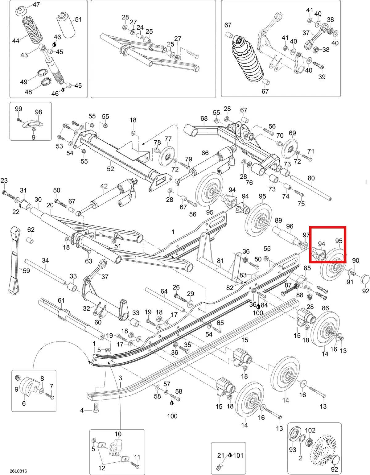 Деталь 605354560 (Деталь Shock, Rear Arm. Includes 1 To 19) на схеме узла 08- Rear Suspension