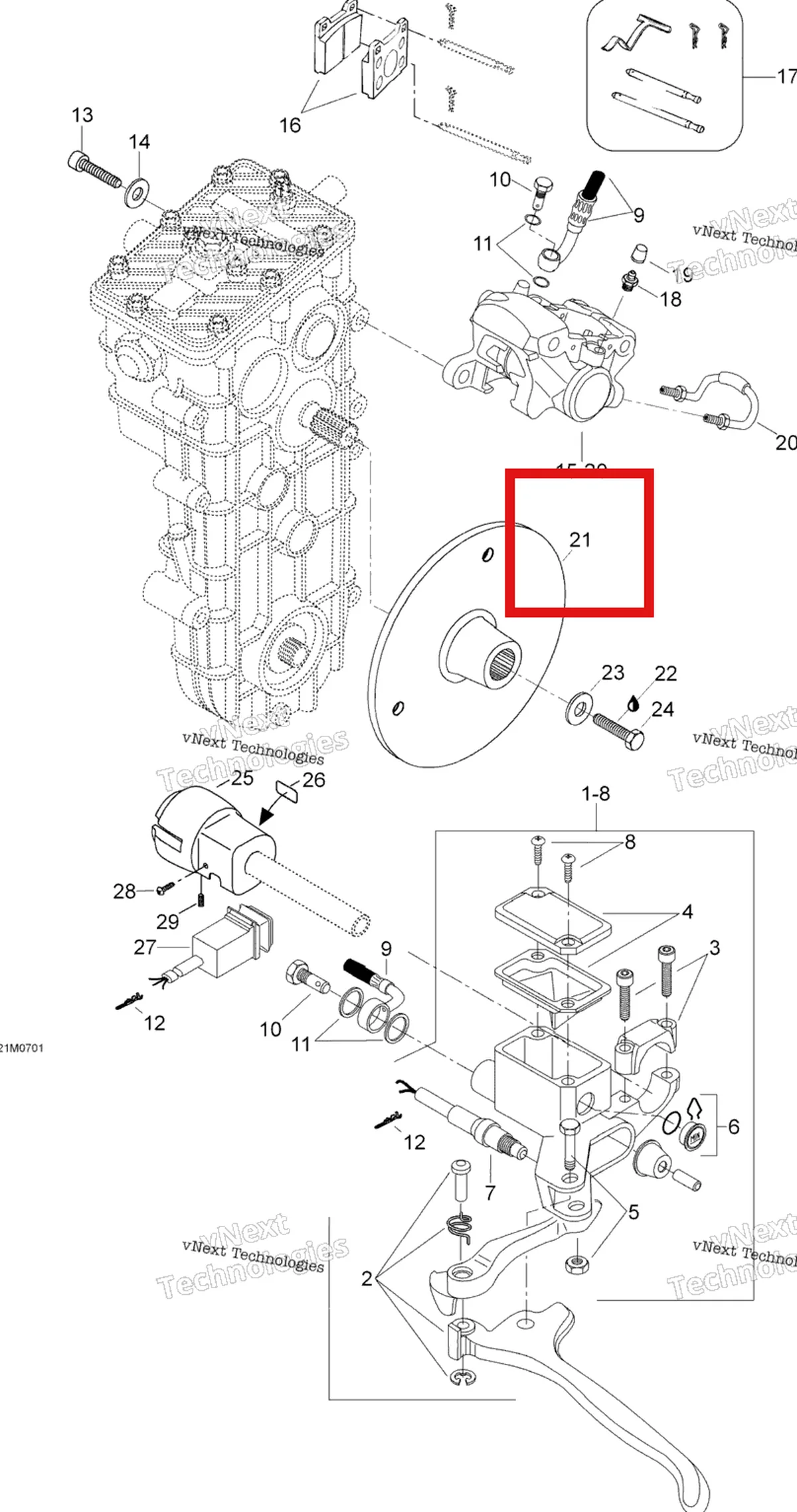 Схема применяемости: Тормоз Disk Ski-Doo 605354606