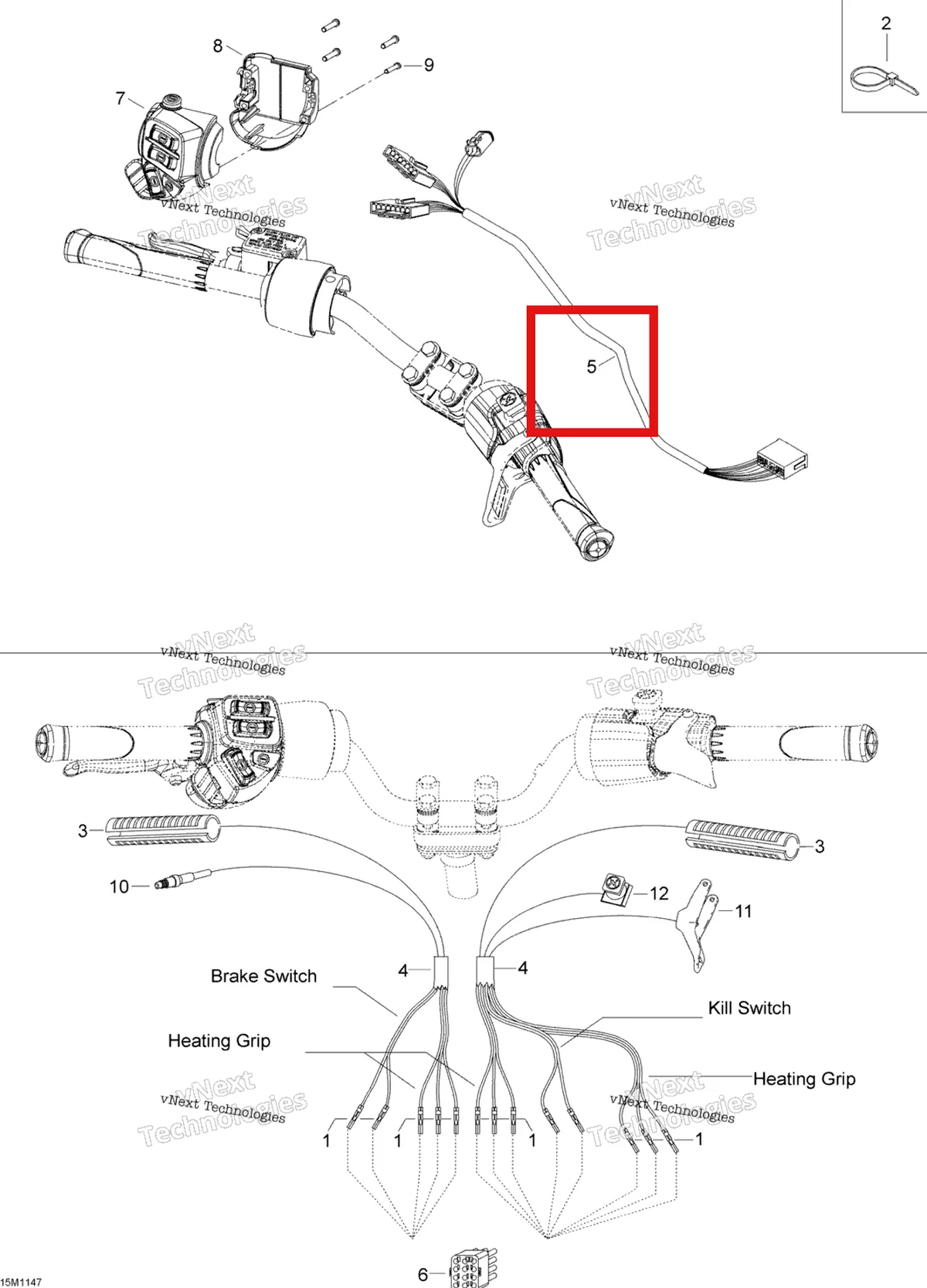 Деталь 605354616 (Деталь Steering Harness Ass'y) на схеме узла 2012 Ski-Doo Skandic SWT V800 YetiII Steering Wiring Harness