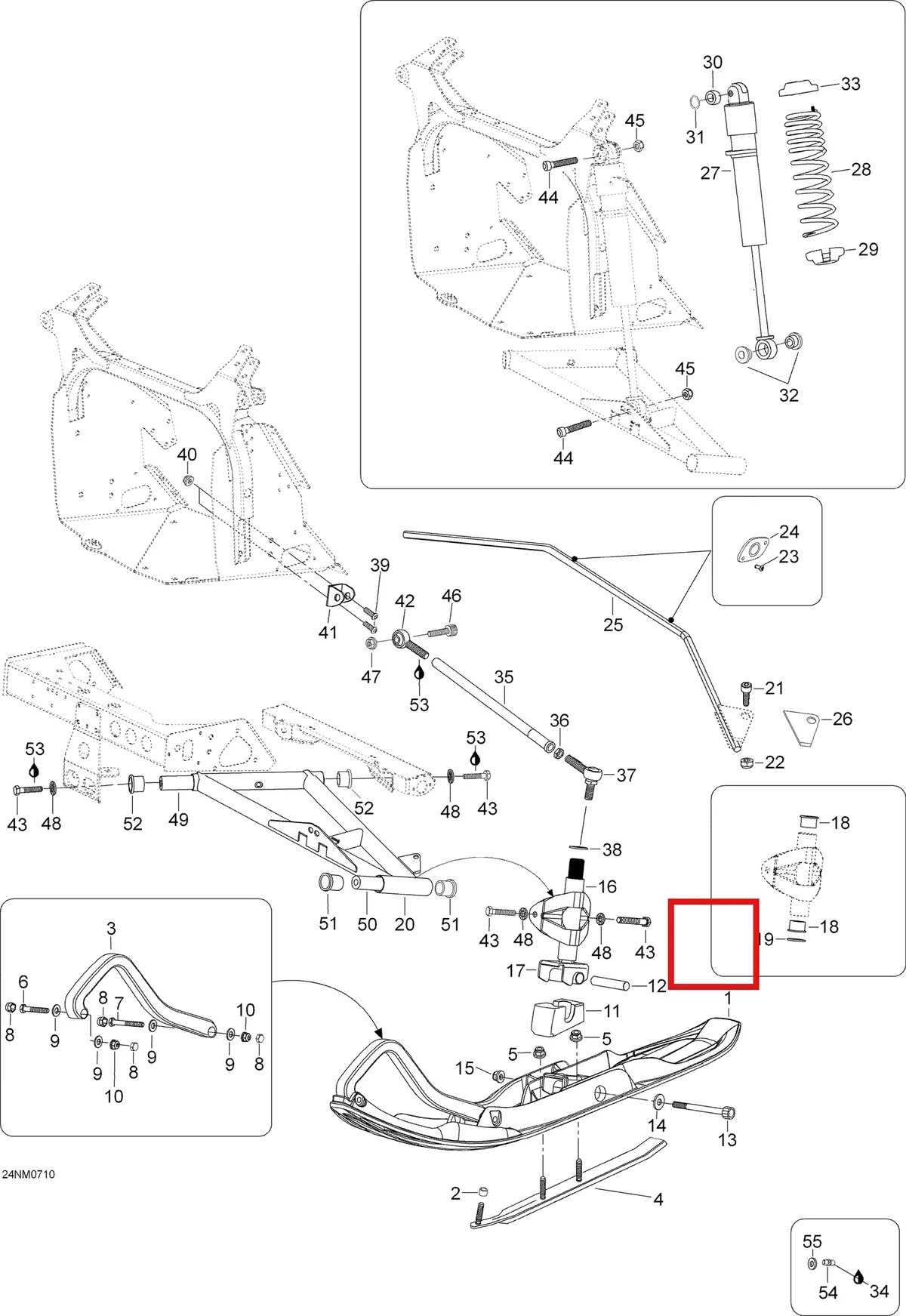Деталь 605354711 (Деталь Upper Arm) на схеме узла 07- Front Suspension And Ski