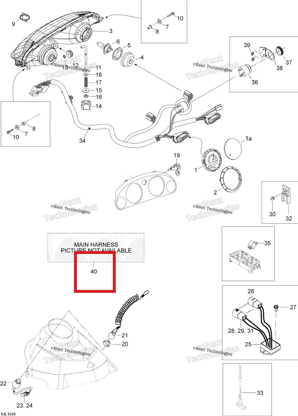 Деталь 605354749 (Деталь Main Harness) на схеме узла 2010 Ski-Doo Skandic WT 600 Electrical System