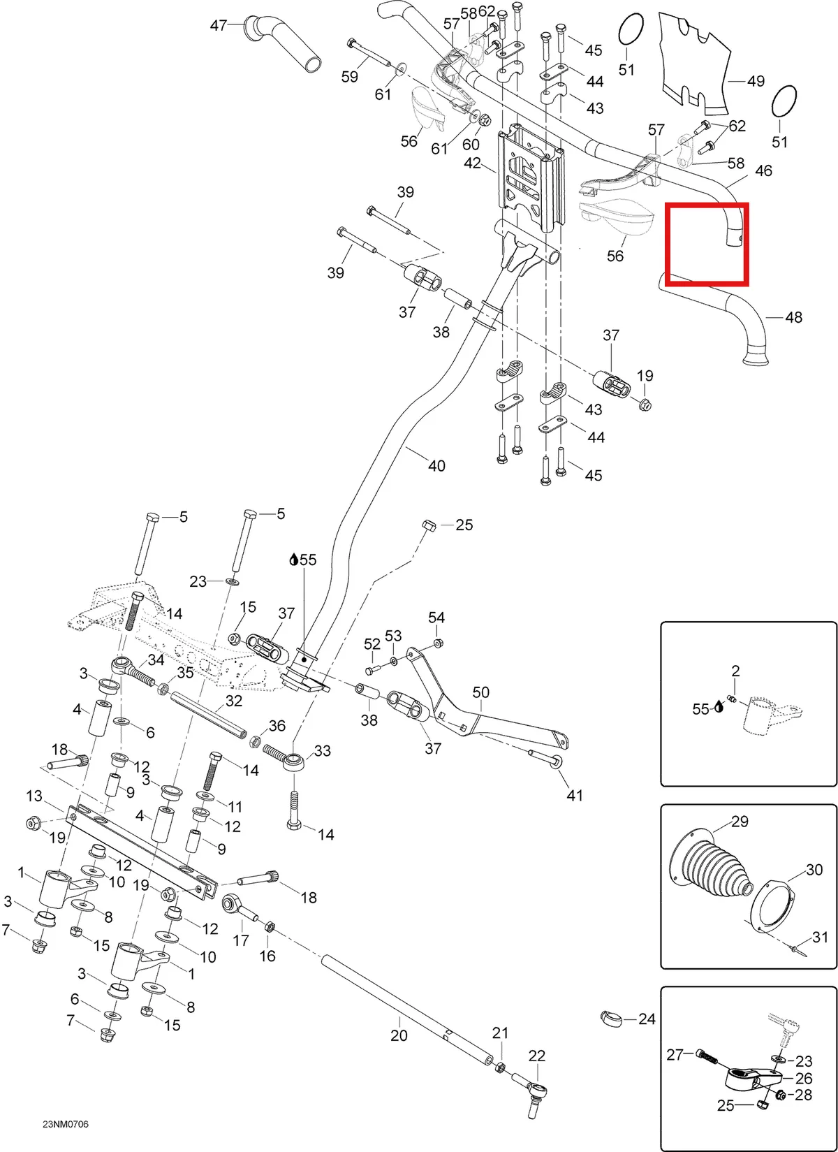 Деталь 605354861 (Деталь Extension) на схеме узла 07- Steering System