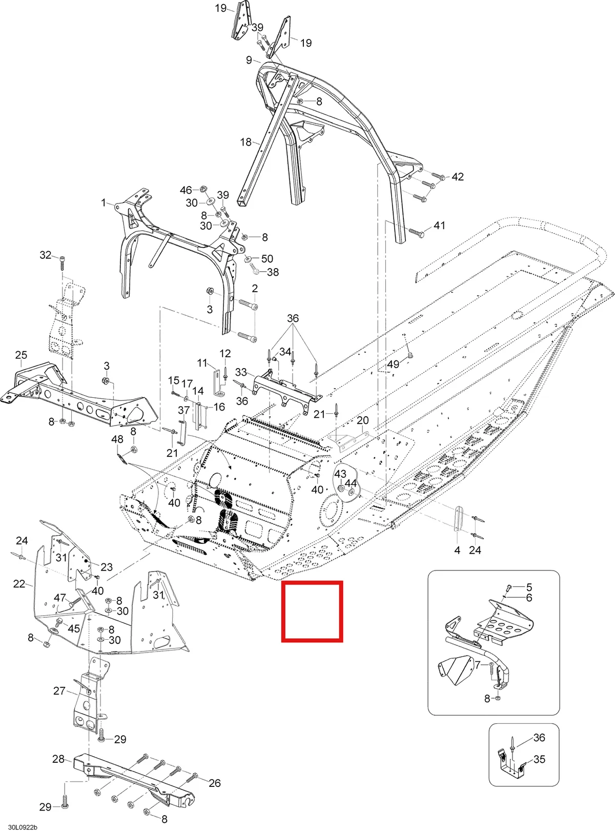 Деталь 605354885 (хомут) на схеме узла 09- Frame And Components