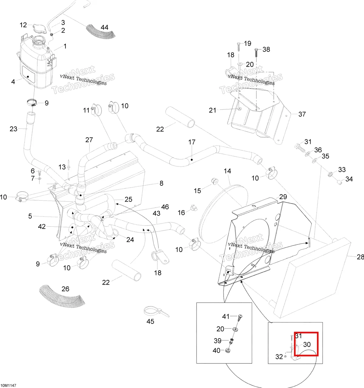 Деталь 605354917 (Уплотнитель резиновый) на схеме узла 2012 Ski-Doo Skandic SWT V800 YetiII Cooling System