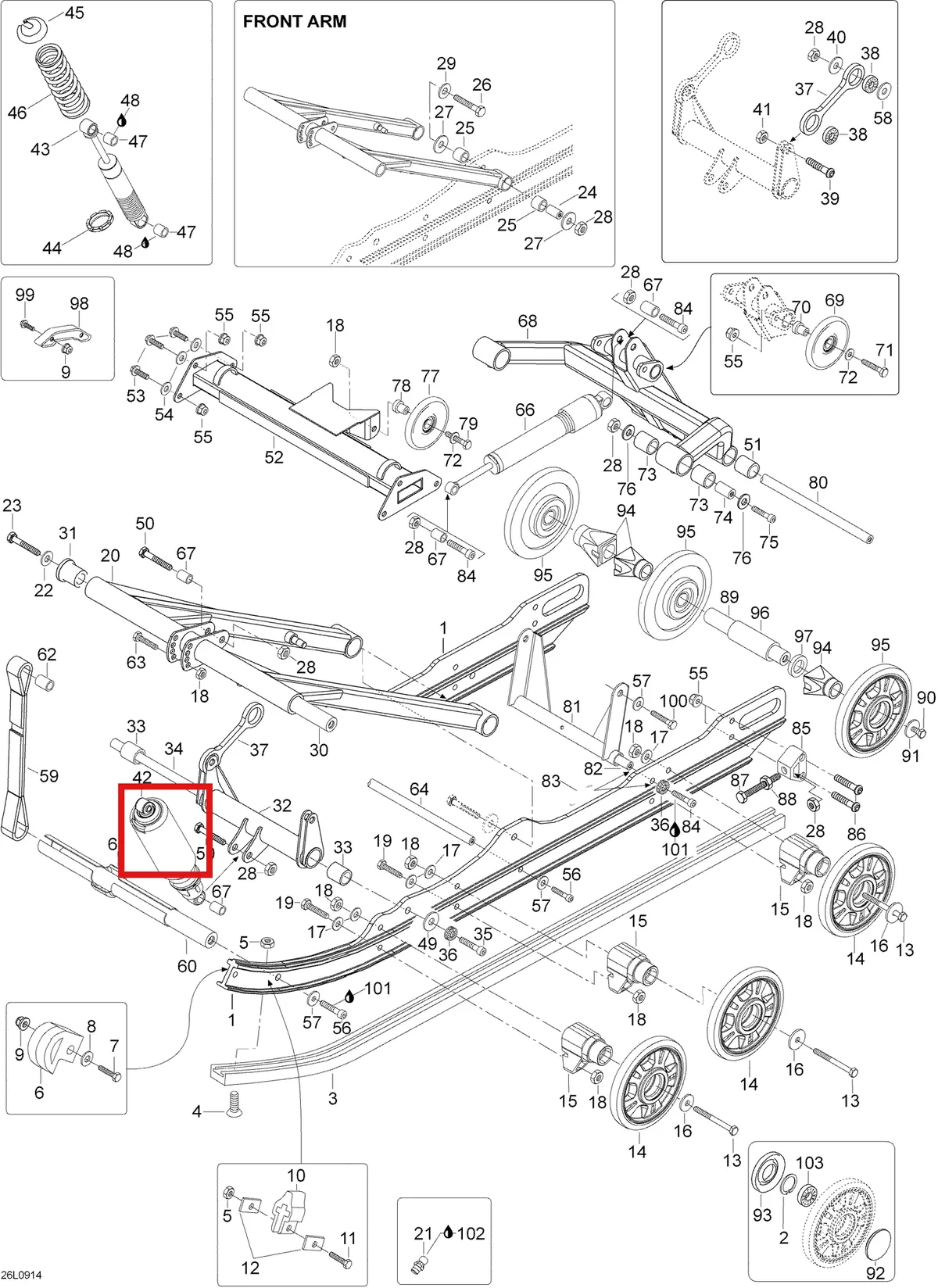 Деталь 605354944 (Передний Рычаг) на схеме узла 08- Rear Suspension