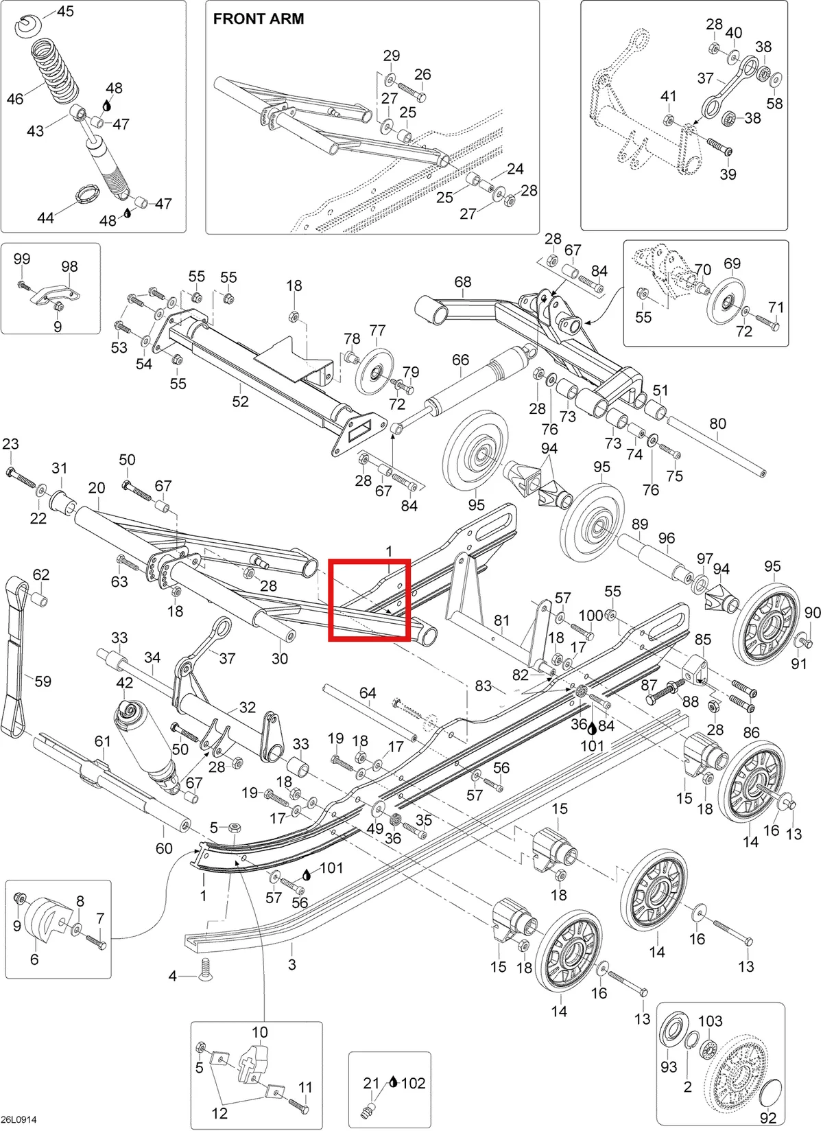 Деталь 605354961 (Деталь Upper Arm) на схеме узла 08- Rear Suspension