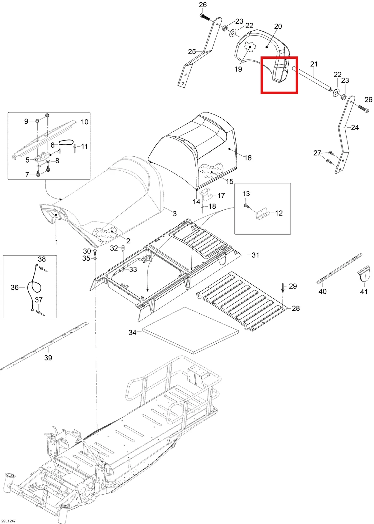 Деталь 605355166 (Деталь R.h. Side Support) на схеме узла 09- Seat