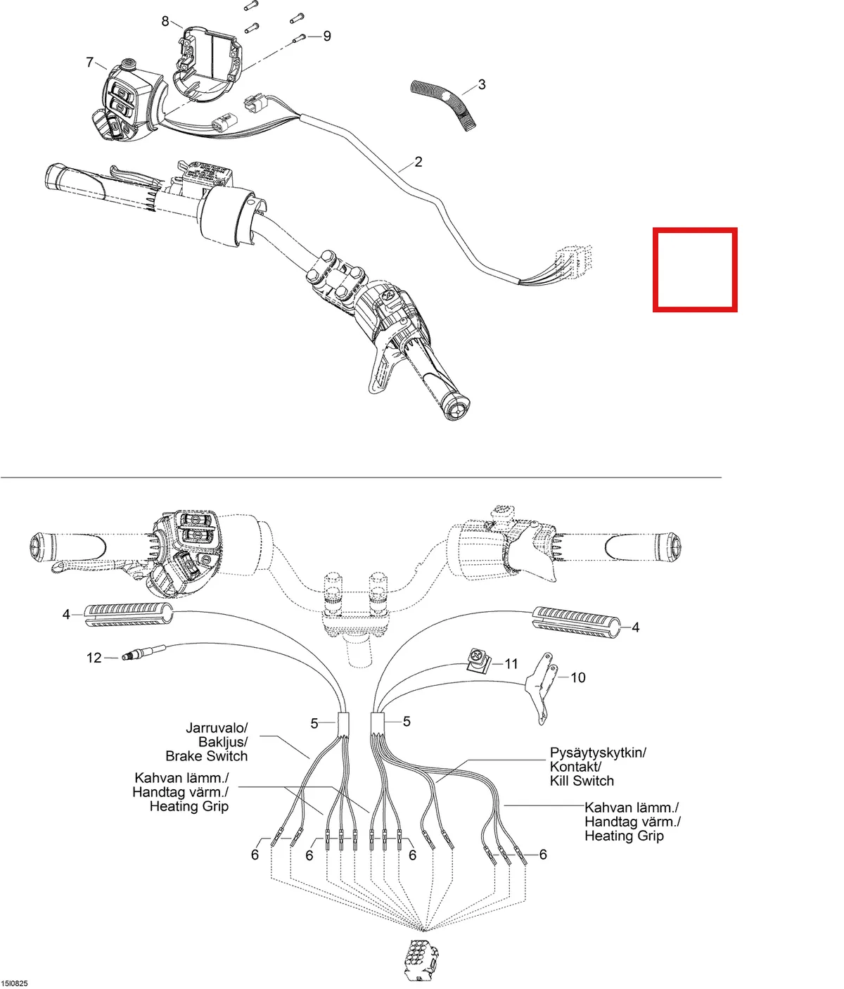 Деталь 605355286 (Деталь Harness Ass'y, Handle Bar) на схеме узла 10- Steering Harness
