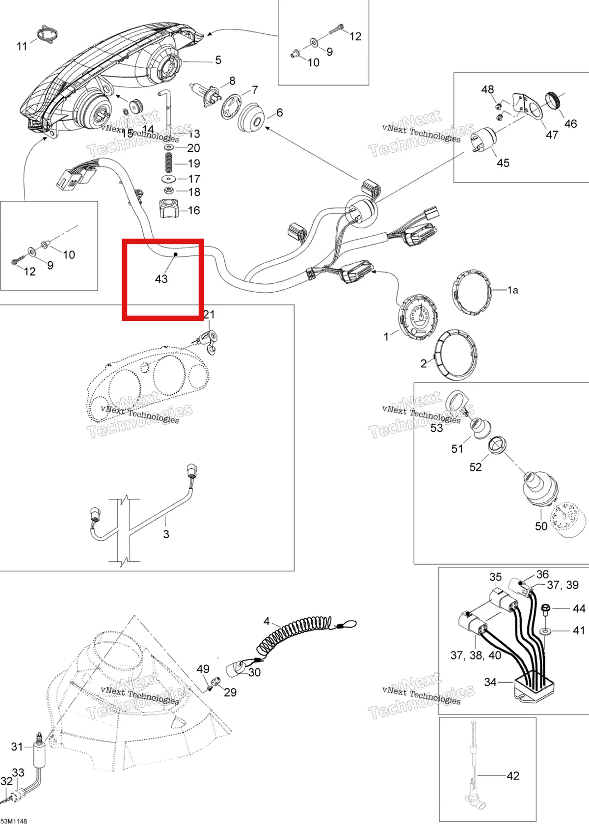 Деталь 605355301 (Деталь Main Harness Ass'y) на схеме узла 2011 Ski-Doo Skandic WT 550F YetiII Electrical System