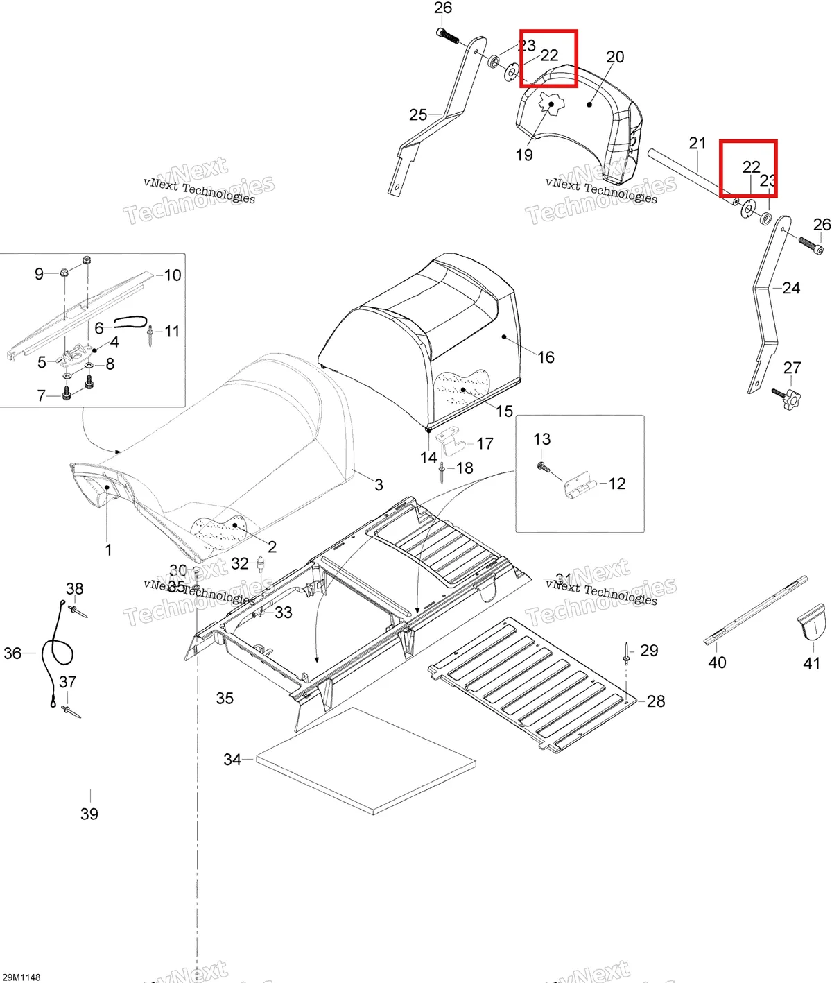 Деталь 605355358 (Шайба) на схеме узла 2011 Ski-Doo Skandic WT 550F YetiII Seat