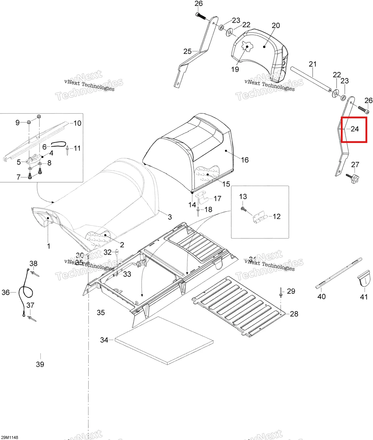 Деталь 605355499 (Деталь L.h. Arm. 14-27 Only As Akit) на схеме узла 2011 Ski-Doo Skandic WT 550F YetiII Seat