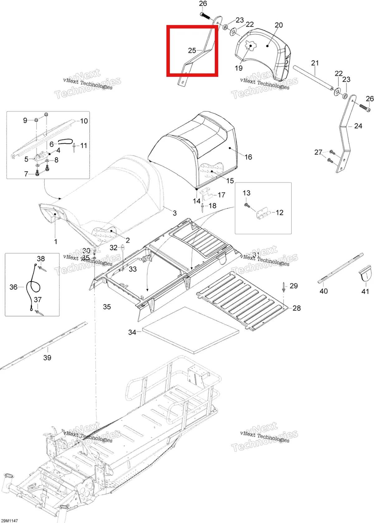 Деталь 605355504 (Деталь Rh Arm. 14-27 Only As Akit) на схеме узла 2012 Ski-Doo Skandic SWT V800 YetiII Seat
