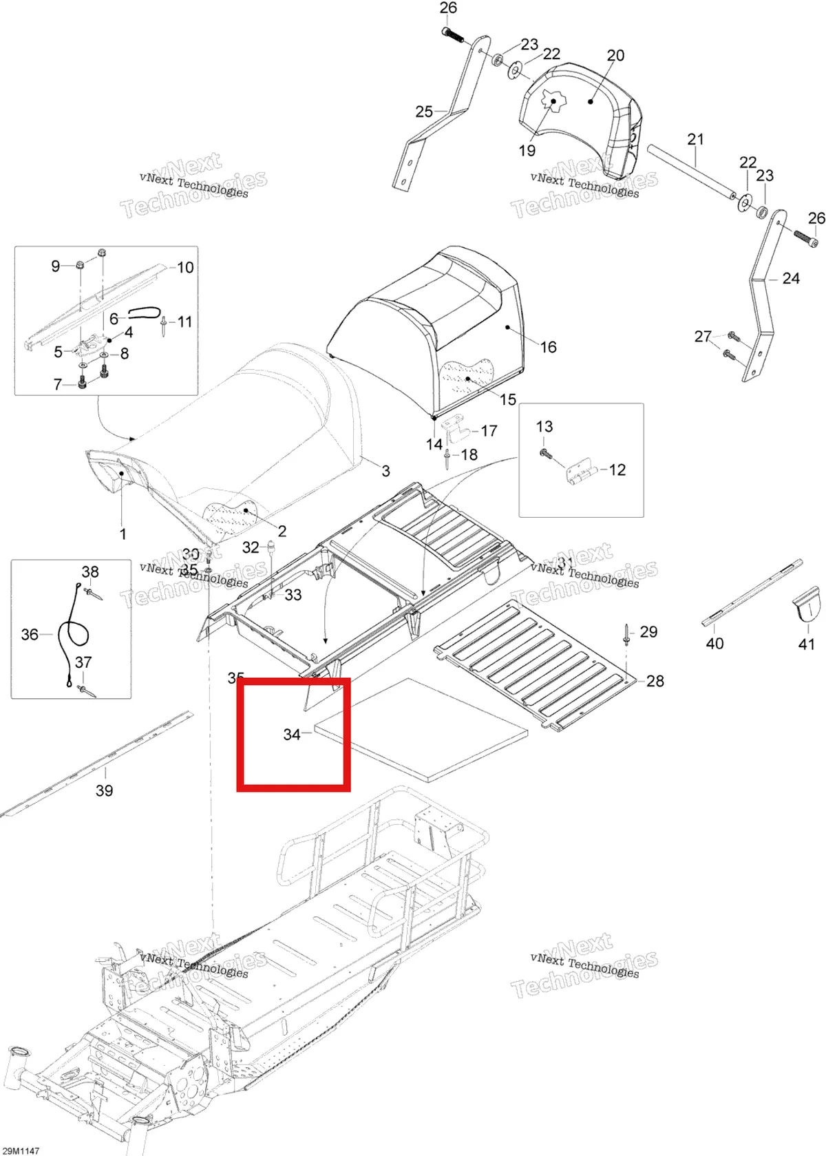 Деталь 605355635 (Пена) на схеме узла 2012 Ski-Doo Skandic SWT V800 YetiII Seat