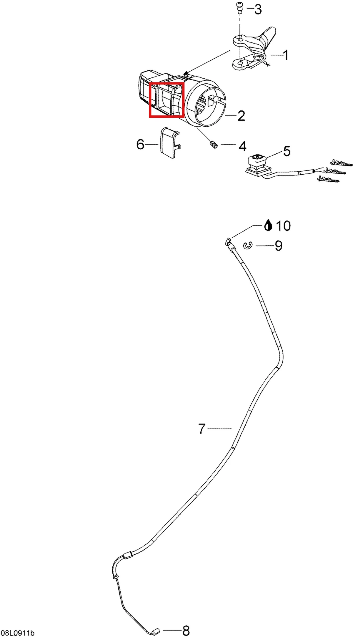 Деталь 605355643 (Деталь Kill Switch) на схеме узла 01- Throttle Handle And Housing