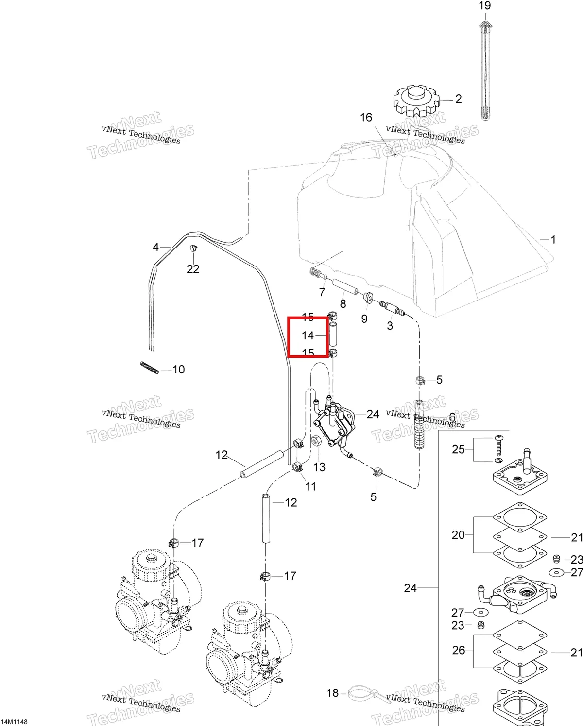 Деталь 605355647 (Трубопровод) на схеме узла 2011 Ski-Doo Skandic WT 550F YetiII Fuel System