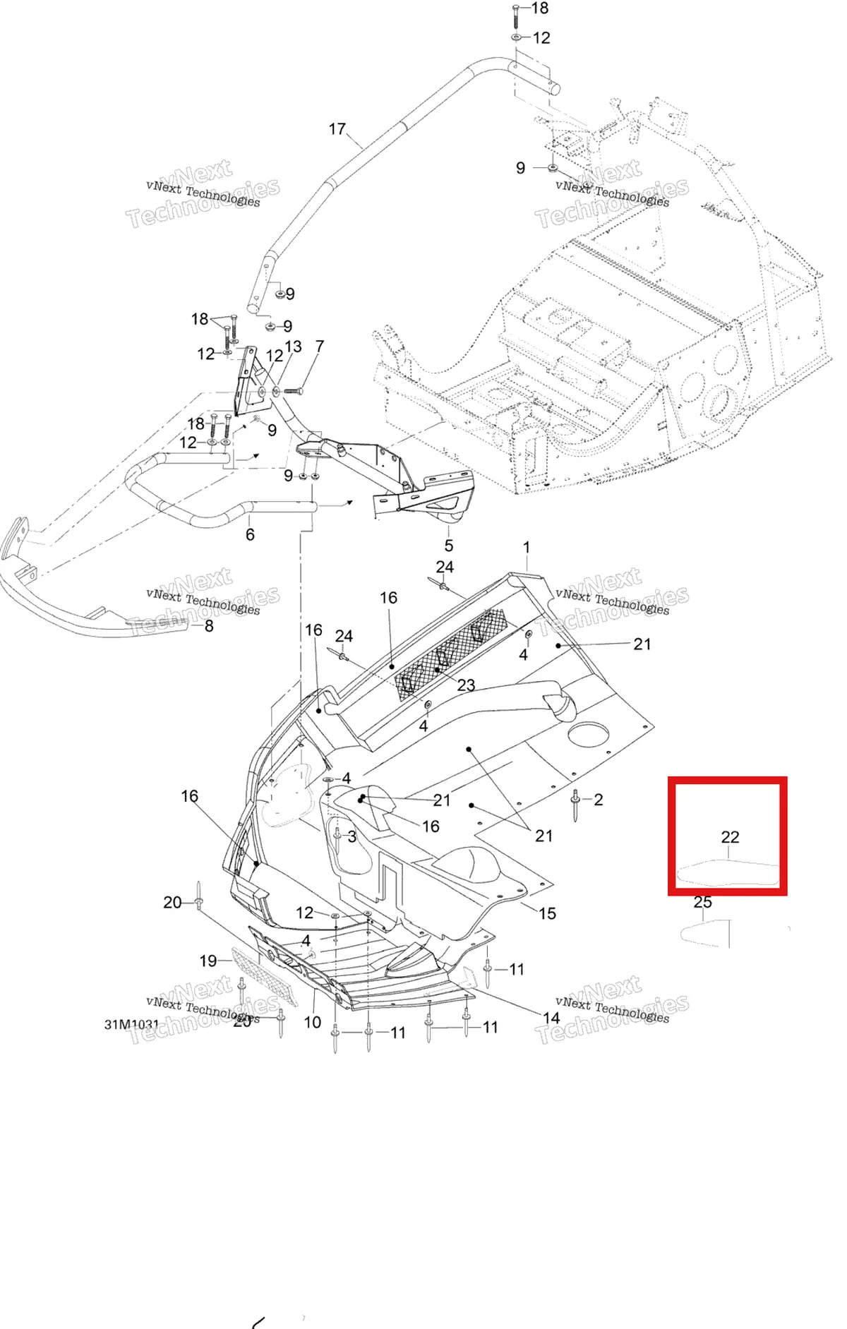 Деталь 605355681 (Деталь Isolation Bottompan L.h) на схеме узла 2010 Ski-Doo Skandic SUV 550F Bottom Pan