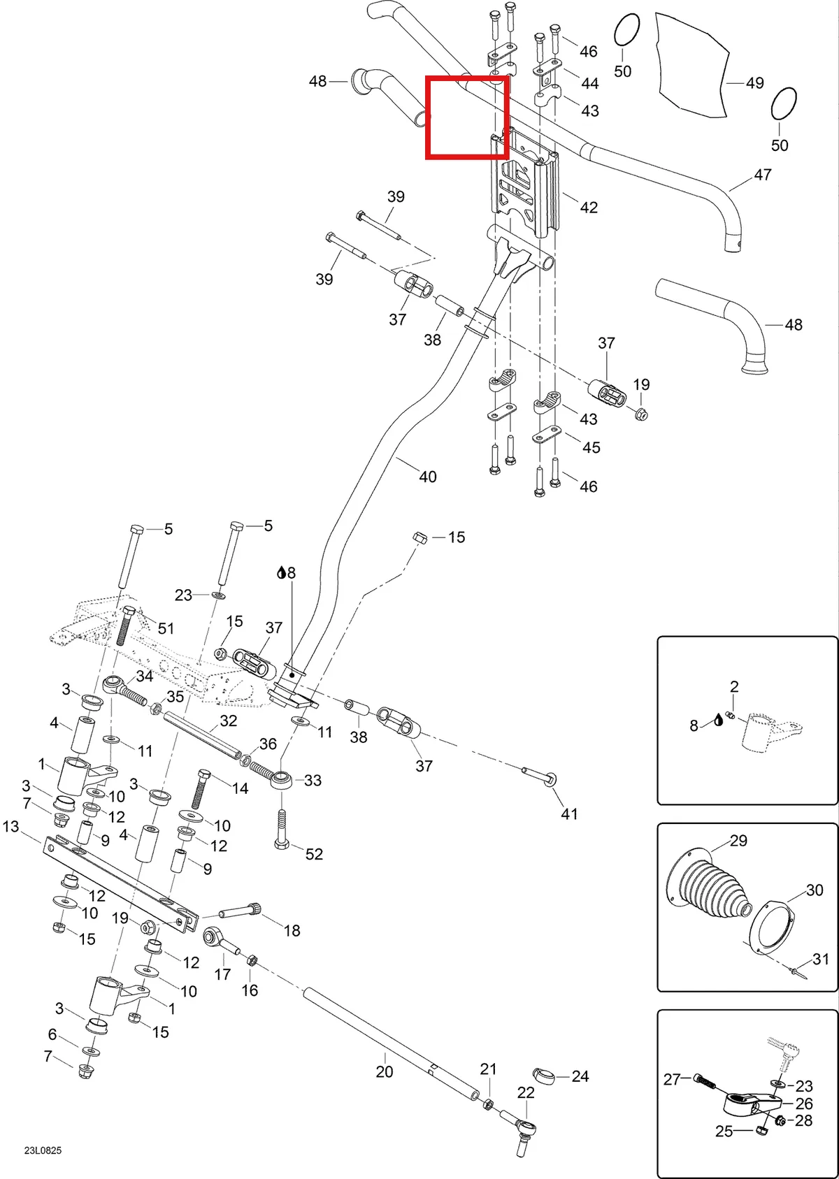 Деталь 605355701 (Рукоятка) на схеме узла 07- Steering System
