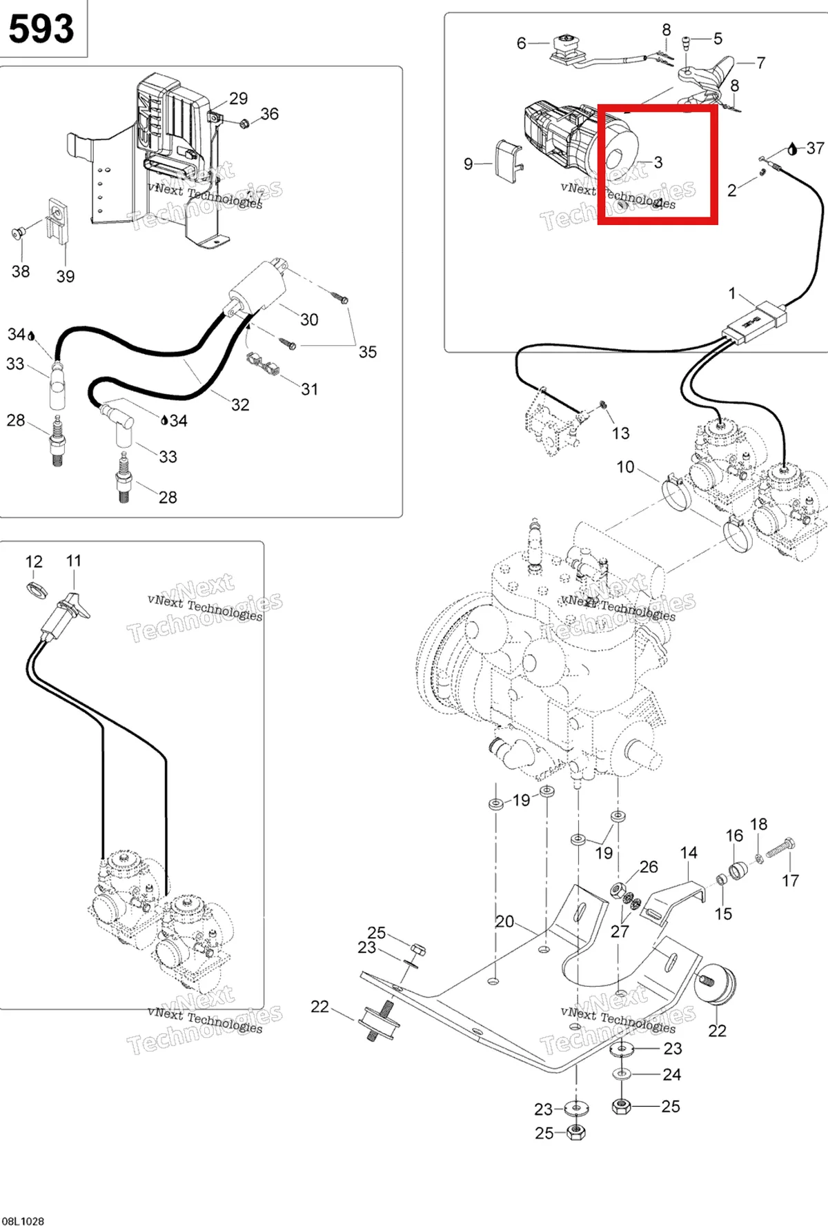 Схема применяемости: Двигатель и крепление, Ski-Doo Skandic Wt 600 605355737